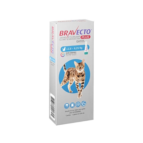 Antipulgas Bravecto Plus para Gatos de 2,8 a 6,25kg | 250mg - D10693012 - imagem adicional