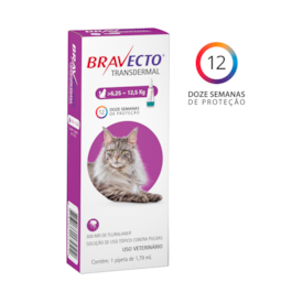 Antipulgas e Carrapatos Bravecto Transdermal Para Gatos de 6,25kg a 12,5kg - 500 mg