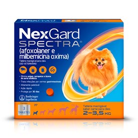 Antipulgas e Carrapatos NexGard Spectra para Cães de 2 a 3,5kg - 3 Tabletes