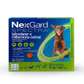 Antipulgas e Carrapatos NexGard Spectra para Cães de 7,6 a 15kg - 3 Tabletes