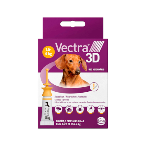 Antipulgas e Carrapatos Vectra 3D Pipeta para Cães de 1,5 a 4kg
