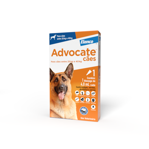 Antipulgas e Vermes Advocate Cães de 25 a 40kg (4,0 ml)