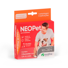 Antipulgas Neopet 1,34ml para Cães entre 10,1kg e 20kg Combo com 3 Unidades