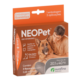 Antipulgas Neopet 2,68ml para Cães entre 20,1KG e 40KG Combo com 3 Unidades