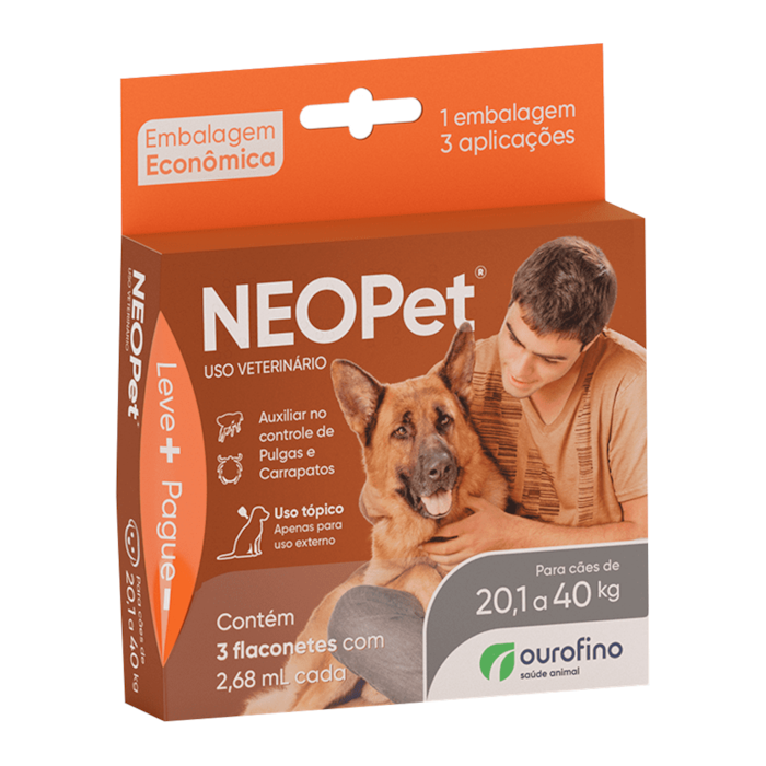 Antipulgas Neopet 2,68ml para Cães entre 20,1KG e 40KG Combo com 3 Unidades