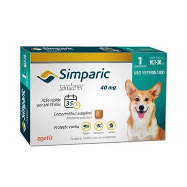 Antipulgas Simparic para Cães de 10,1 a 20kg - 1 Comprimido