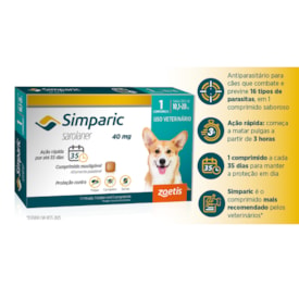 Antipulgas Simparic para Cães de 10,1 a 20kg - 1 Comprimido - imagem adicional