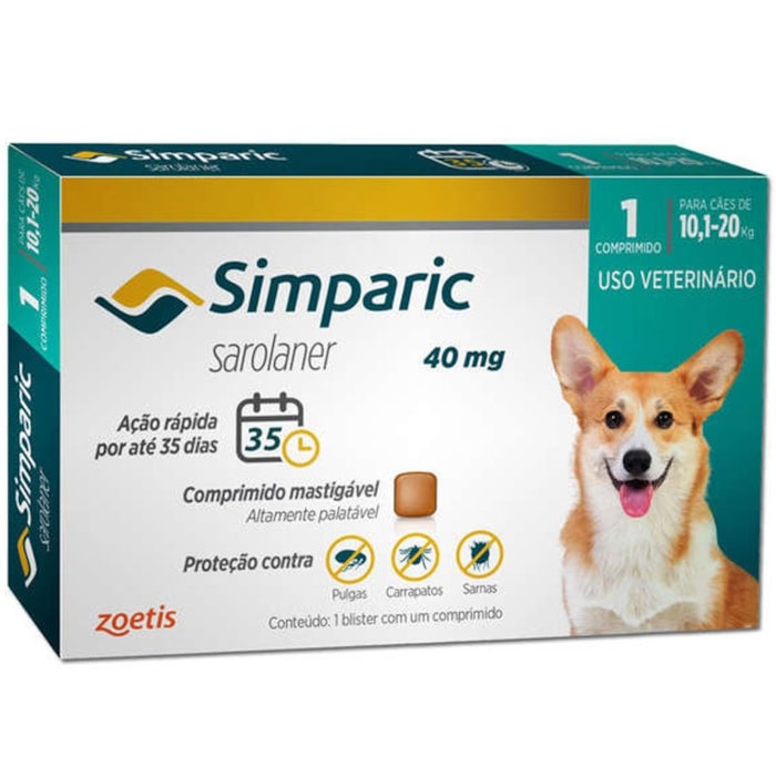 Antipulgas Simparic para Cães de 10,1 a 20kg