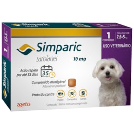 Antipulgas Simparic para Cães de 2,1 a 5kg - 1 Comprimido