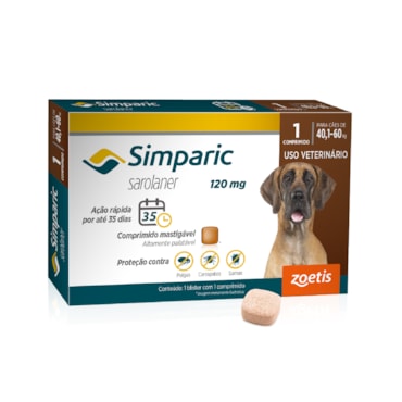 Antipulgas Simparic para Cães de 40,1 a 60kg - 1 Comprimido