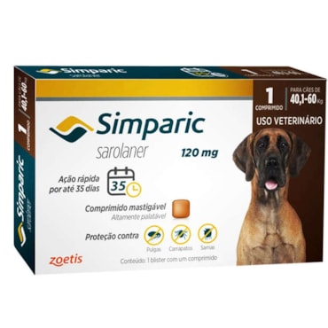 Antipulgas Simparic para Cães de 40,1 a 60kg - 1 Comprimido