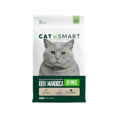 Areia Higiênica Cat Smart Bio Grãos Finos para Gatos 4 kg