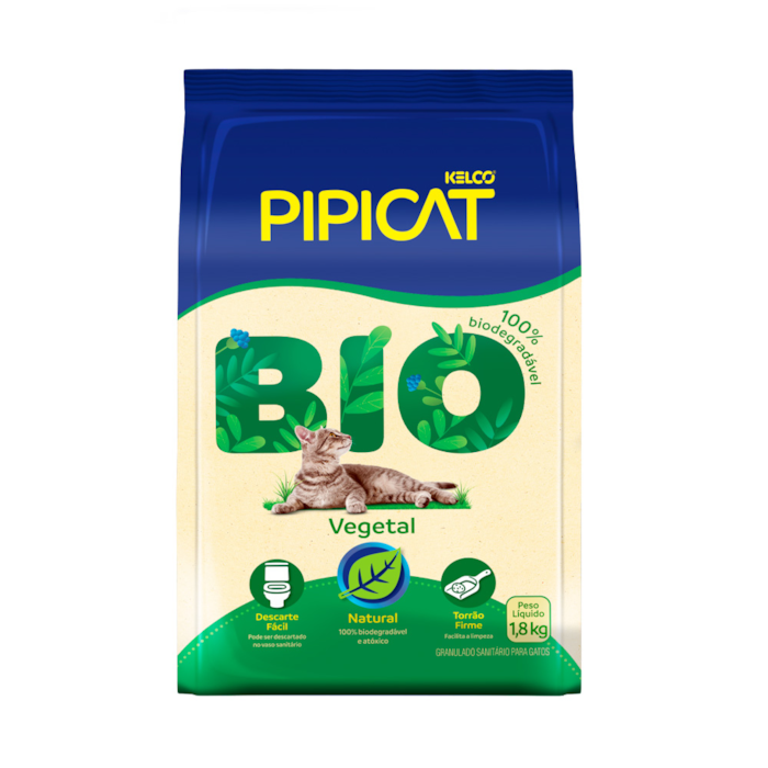 Areia Higiênica Granulado Sanitário Pipicat Bio Vegetal 1,8 kg