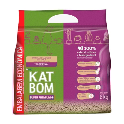 Areia Higiênica Natural Katbom para Gatos 6kg 