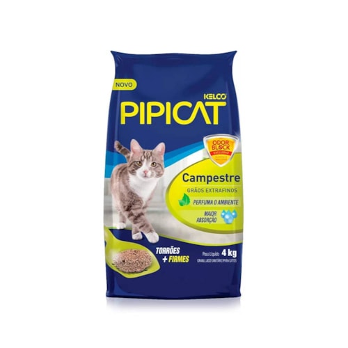 Areia Higiênica Pipicat Perfumada Campestre 4kg