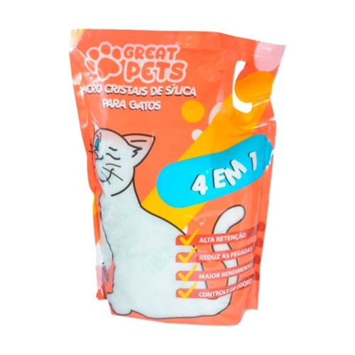Areia Higiênica Sílica Cristal Fina para Gatos Great Pets 1,6kg