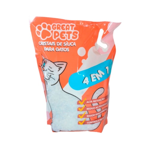 Areia Higiênica Sílica Cristal Grossa para Gatos Great Pets 1,6kg