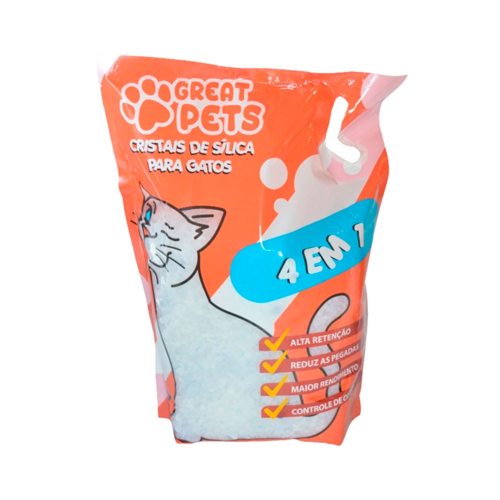 Areia Higiênica Sílica Cristal Grossa para Gatos Great Pets 1,6kg