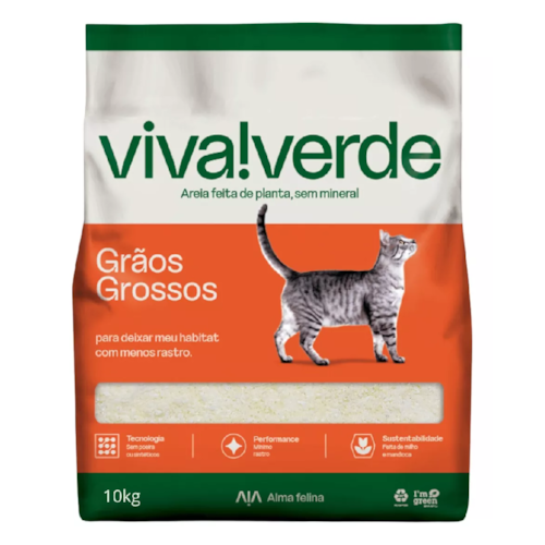 Areia Higiênica Viva Verde Grãos Grossos 10kg