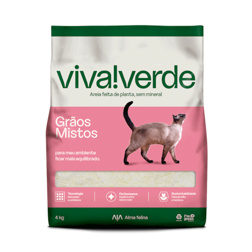 Areia Higiênica Viva Verde Grãos Mistos 10KG