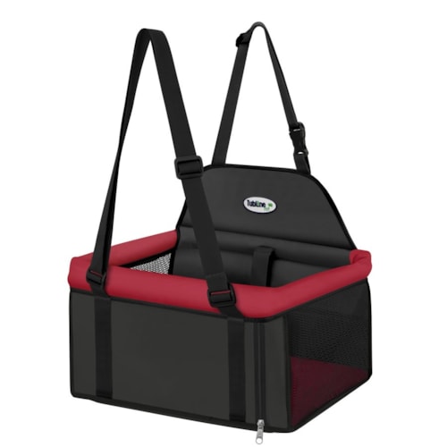 Assento Transpet Big Para Transporte de Cães e Gatos Até 15kg Preto e Vermelho - Tubline