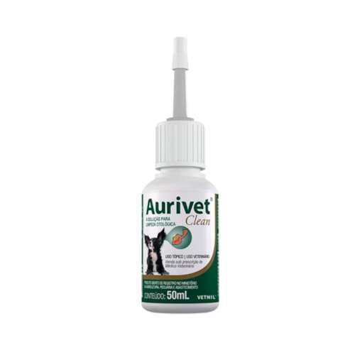 Aurivet Clean Solução para Limpeza Otológica Vetnil para Cães e Gatos 50ml 