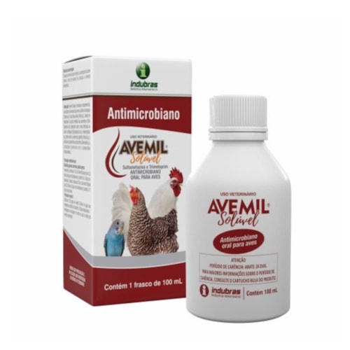 Avemil Antimicrobiano Solúvel Indubras para Aves 100ml