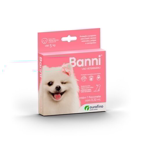 Banni Antiparasitário Ourofino para Cães Até 5 kg - 1 Flaconete 0,32 ml