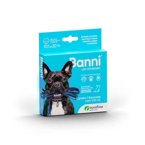 Banni Antiparasitário Ourofino para Cães de 10,1 kg a 20 kg - 1 Flaconete 1,34 ml
