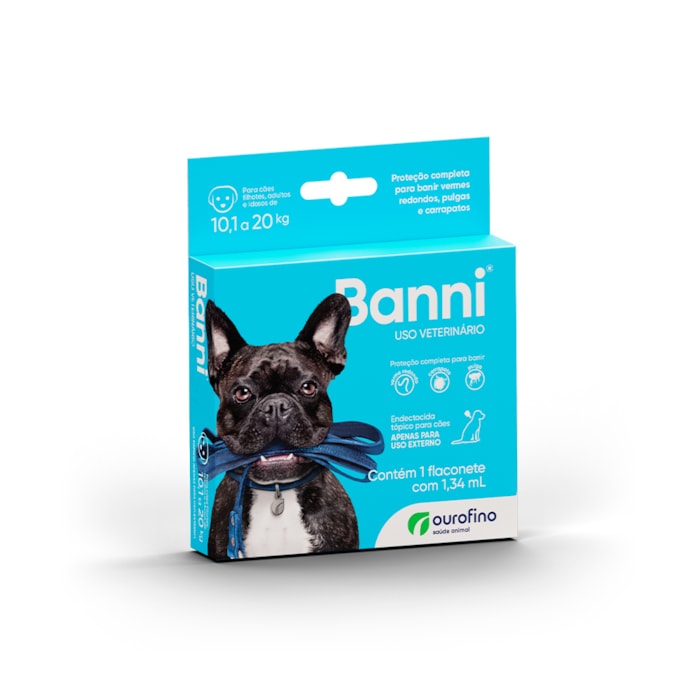 Banni Antiparasitário Ourofino para Cães de 10,1 kg a 20 kg - 1 Flaconete 1,34 ml