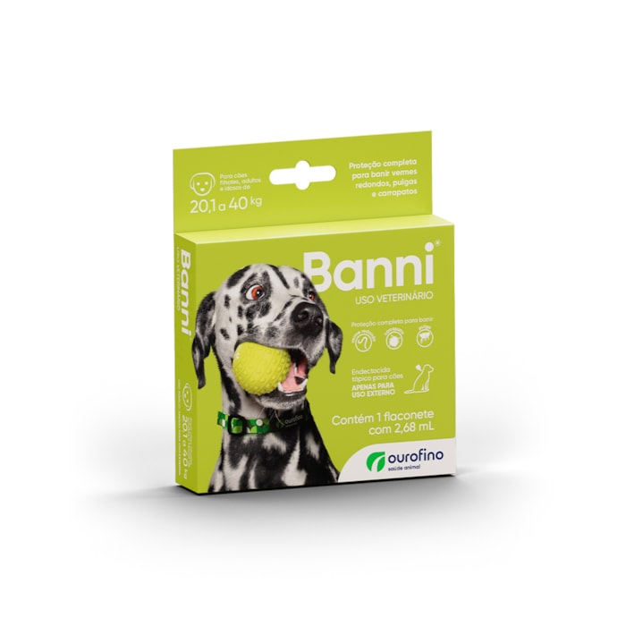Banni Antiparasitário Ourofino para Cães de 20,1 kg a 40 kg - 1 Flaconete 2,68 ml