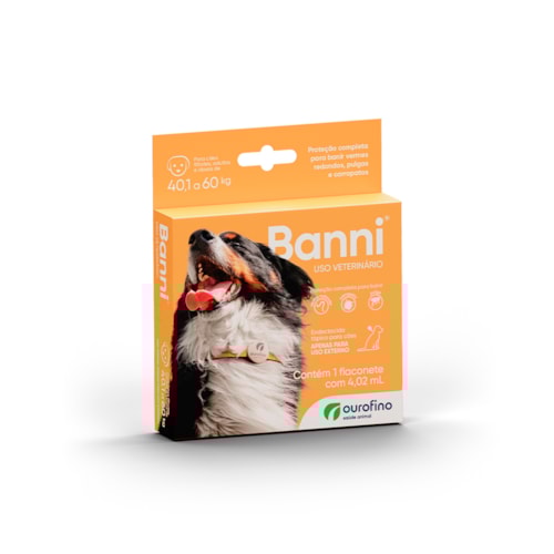 Banni Antiparasitário Ourofino para Cães de 40,1 kg a 60 kg - 1 Flaconete 4,02 ml