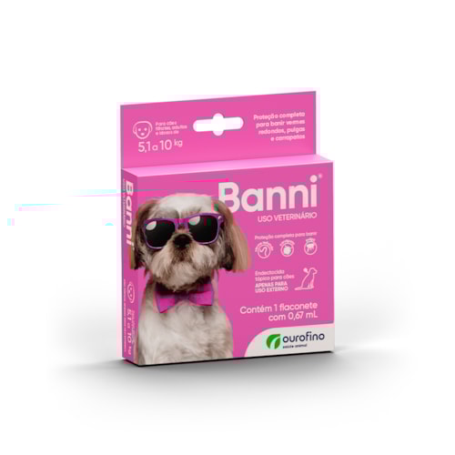 Banni Antiparasitário Ourofino para Cães de 5,1 kg a 10 kg - 1 Flaconete 0,67 ml