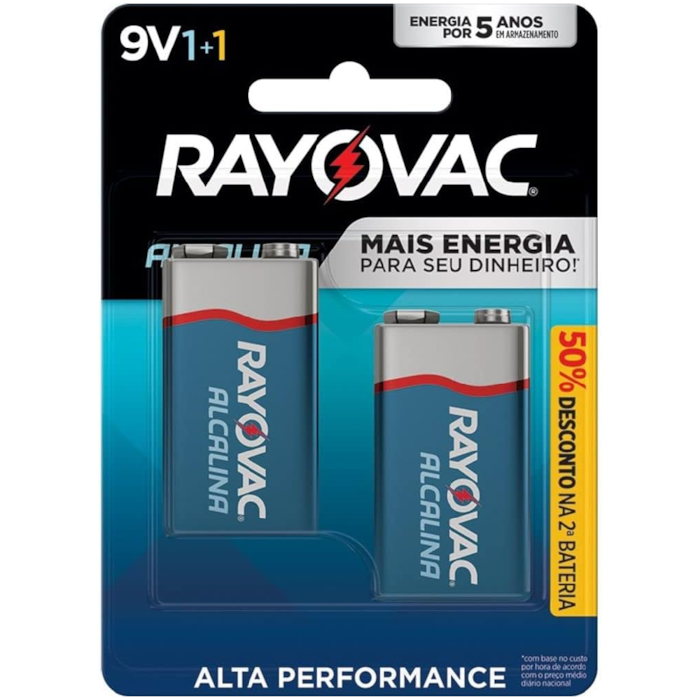 Bateria Alcalina 9V Rayovac com 2 Unidades