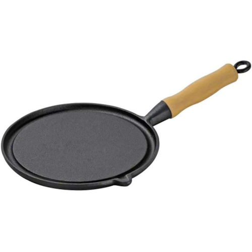 Bifeteira Redonda de Ferro com Cabo de Madeira Nº26 Fundição Libaneza 11932