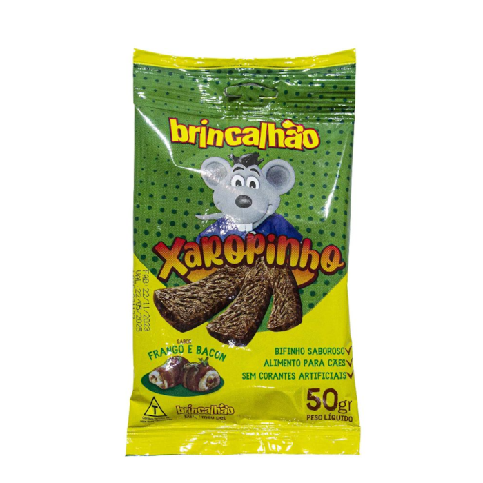 Bifinho Xaropinho Frango e Bacon 50g - Brincalhão Pet