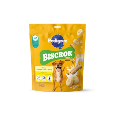 Biscoito Biscrok Pedigree Cães de Raças Pequenas Banana, Leite e Aveia 500 g