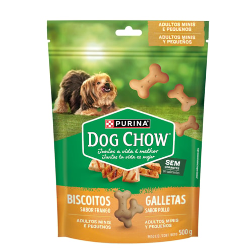 Biscoito Dog Chow para Cães Adultos de Pequeno Porte Sabor Frango 500g