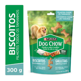 Biscoito Dog Chow para Cães Filhotes Sabor Frango e Leite 300g