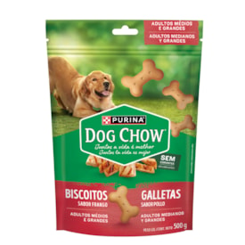 Biscoito Dow Chow para Cães Adultos de Médio e Grande Porte Sabor Frango 500g
