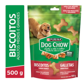 Biscoito Dow Chow para Cães Adultos de Médio e Grande Porte Sabor Frango 500g - imagem adicional