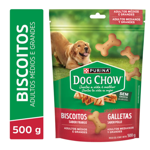 Biscoito Dow Chow para Cães Adultos de Médio e Grande Porte Sabor Frango 500g - imagem adicional