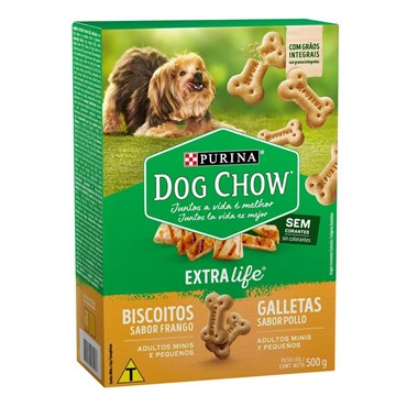 Biscoito Integral  Dog Chow Carinhos para Cães Adultos de Raças Pequenas Sabor Frango 500g