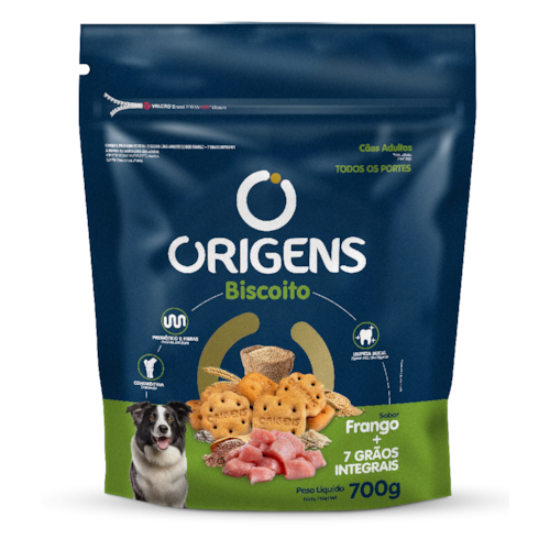 Biscoito Origens para Cães Adultos 7 Grãos Sabor Frango 700g