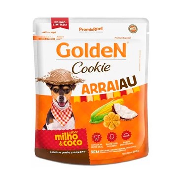 Biscoito Premier Pet Golden Cookie Arraiau Cães Adultos Porte Pequeno Milho e Coco 350g