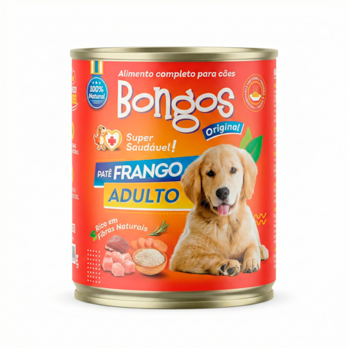 Bongos Patê para Cães Adultos Sabor Frango Lata 300g