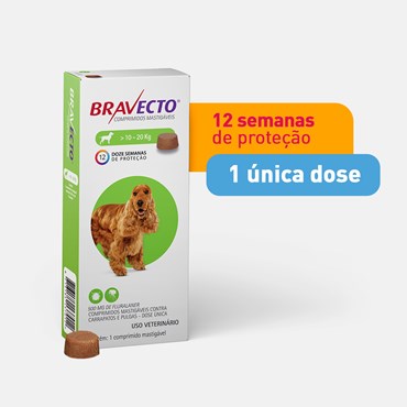 Bravecto Antipulgas e Carrapatos Cães de 10 a 20kg - 1 Comprimido 500mg