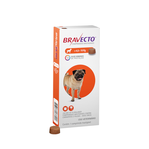 Bravecto Antipulgas e Carrapatos Cães de 4,5 a 10kg | 250mg