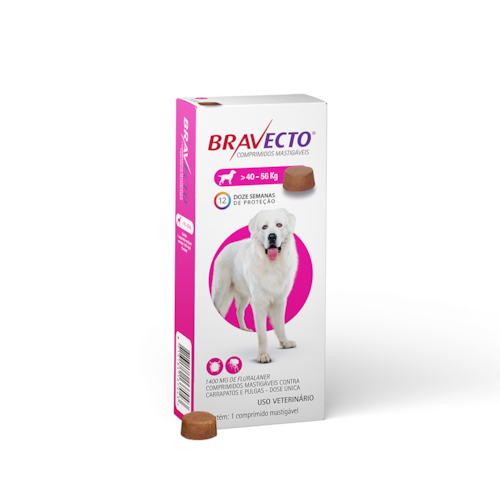 Bravecto Antipulgas e Carrapatos Cães de 40 a 56kg | 1400mg