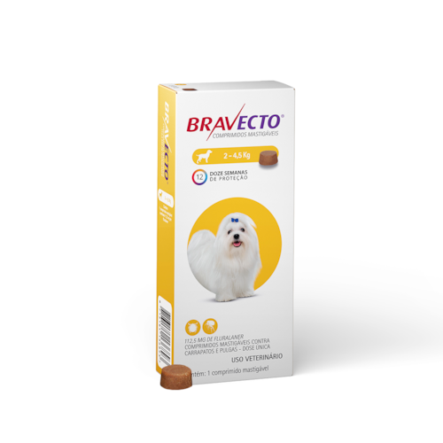 Bravecto Antipulgas e Carrapatos Cães de Até 4,5 kg | 112,5mg